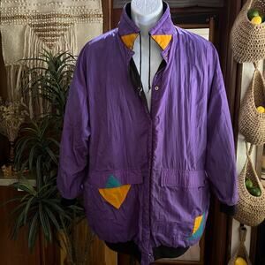 Current Scene Vintage 90s Reversible Windbreaker Jacket | OS Unisex Purple Retro